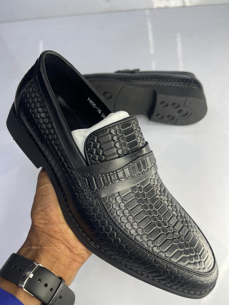 Black Crocodile Style Official Men Shoes