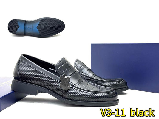 Black Crocodile Style Official Men Shoes