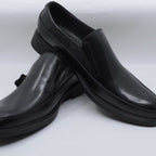 Formal Italian Men’s Leather Free Slip-On Shoes- Black
